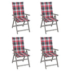 Garden chairs 4 pcs adjustable with cushions solid acacia wood