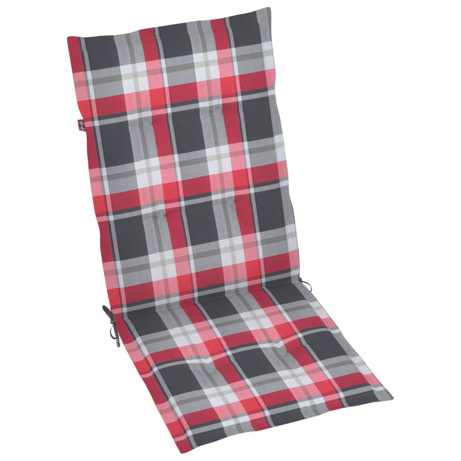 Tuinstoelen Verstelbaar Met Kussens Massief Acaciahout 4 Rood ruitpatroon