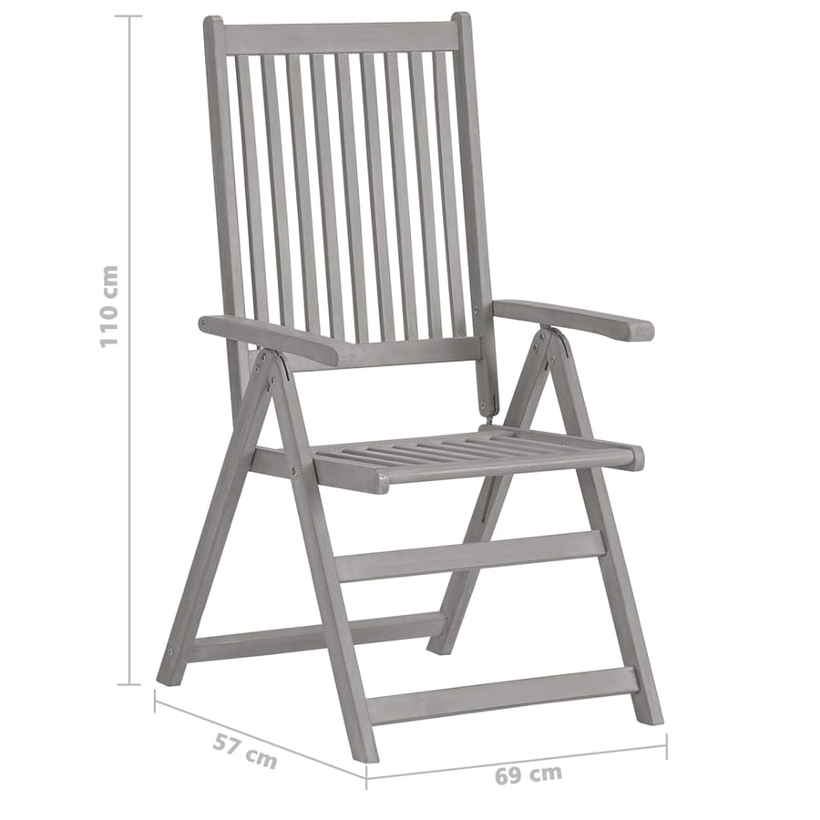 Tuinstoelen Verstelbaar Met Kussens Massief Acaciahout 4 Rood ruitpatroon