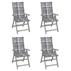 Garden chairs 4 pcs adjustable with cushions solid acacia wood