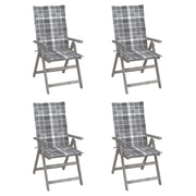 Tuinstoelen 4 st massief acaciahout verstelbaar met kussens