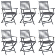 Garden chairs 6 pcs foldable with cushions solid acacia wood