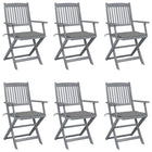 Garden chairs 6 pcs foldable with cushions solid acacia wood