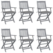 Garden chairs 6 pcs foldable with cushions solid acacia wood