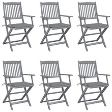 Tuinstoelen Inklapbaar Met Kussens Massief Acaciahout 6 Grijs