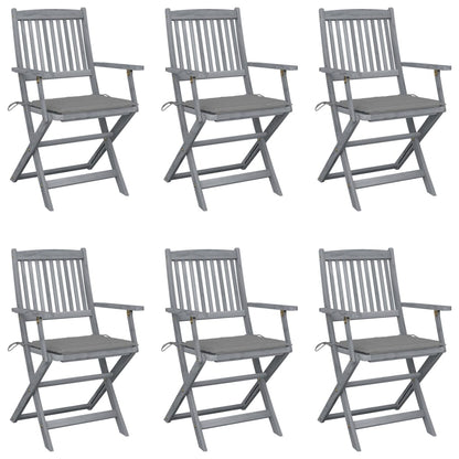 Tuinstoelen Inklapbaar Met Kussens Massief Acaciahout 6 Grijs