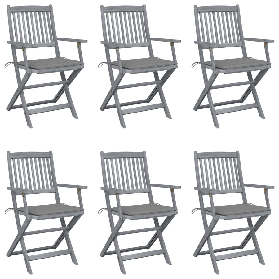 Tuinstoelen Inklapbaar Met Kussens Massief Acaciahout 6 Grijs