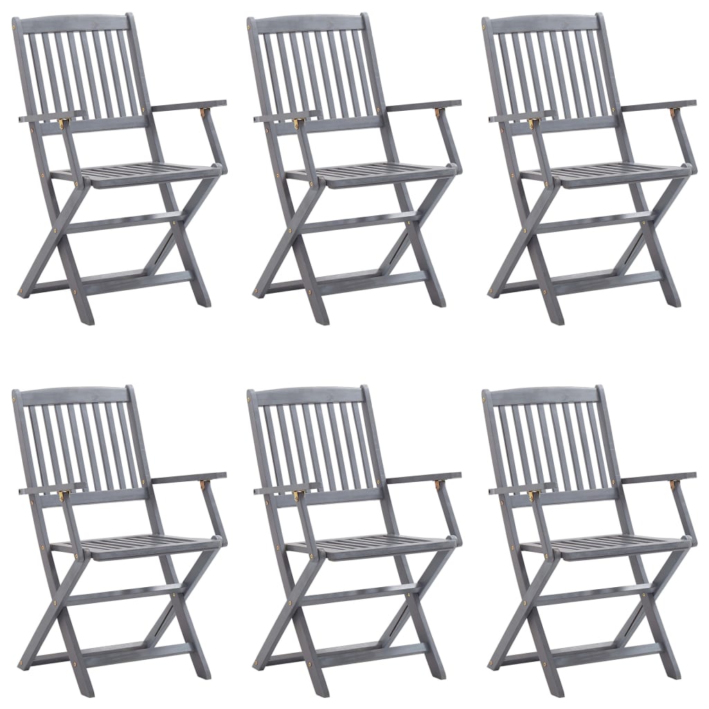 Tuinstoelen Inklapbaar Met Kussens Massief Acaciahout 6 Grijs