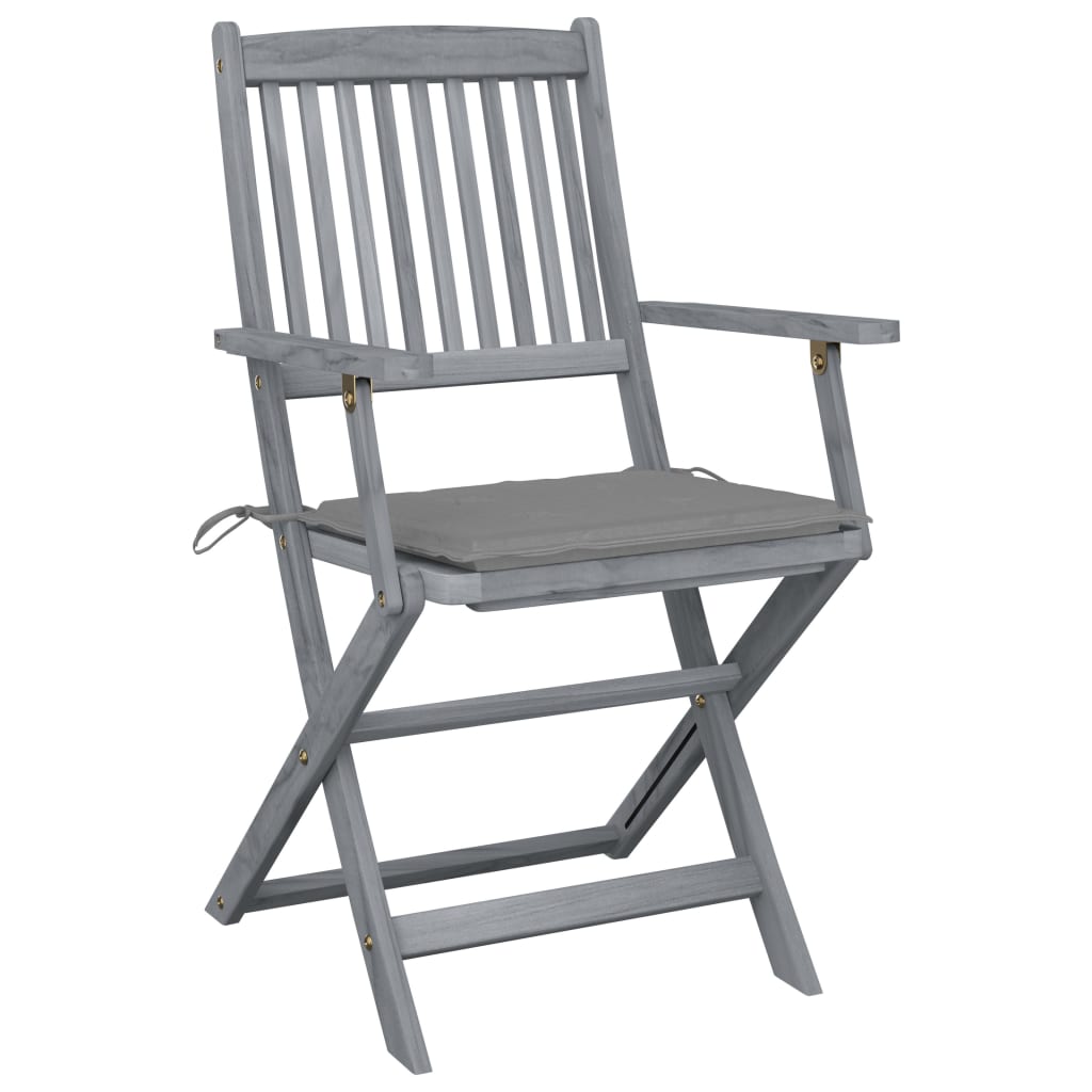 Tuinstoelen Inklapbaar Met Kussens Massief Acaciahout 6 Grijs
