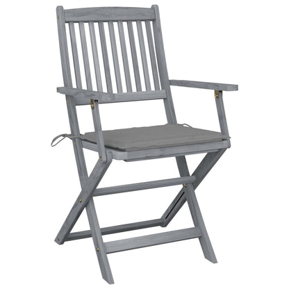 Tuinstoelen Inklapbaar Met Kussens Massief Acaciahout 6 Grijs
