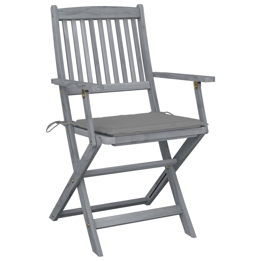 Tuinstoelen Inklapbaar Met Kussens Massief Acaciahout 6 Grijs