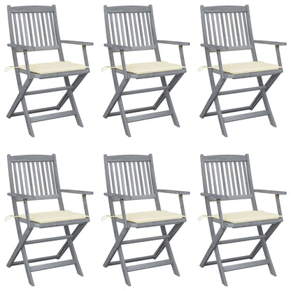 Tuinstoelen 6 St Inklapbaar Met Kussens Massief Acaciahout 1 Crème