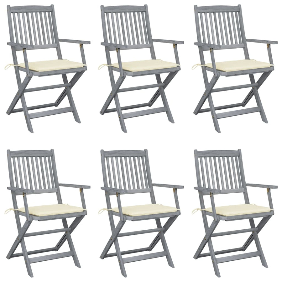 Tuinstoelen 6 St Inklapbaar Met Kussens Massief Acaciahout 1 Crème