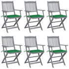 Tuinstoelen 6 stuks inklapbaar massief acaciahout groen