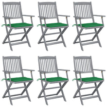 Tuinstoelen 6 st inklapbaar met kussens massief acaciahout