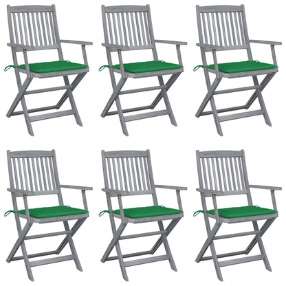 Tuinstoelen 6 st inklapbaar met kussens massief acaciahout