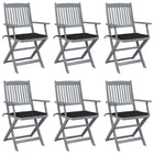 Folding Garden Chairs with Cushions Solid Acacia Wood 6
