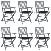 Folding Garden Chairs with Cushions Solid Acacia Wood 6