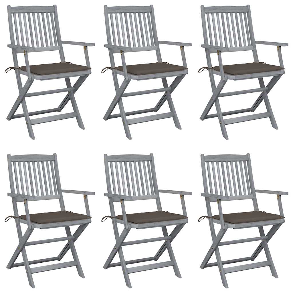 Tuinstoelen Inklapbaar Met Kussens Massief Acaciahout 6 Taupe