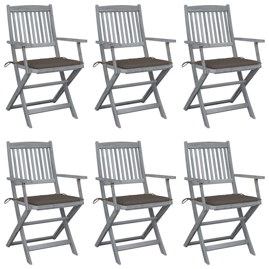 Tuinstoelen Inklapbaar Met Kussens Massief Acaciahout 6 Taupe