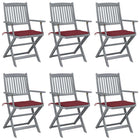 Folding Garden Chairs with Cushions Solid Acacia Wood 6