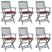 Folding Garden Chairs with Cushions Solid Acacia Wood 6