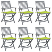 Garden chairs 6 pcs foldable with cushions solid acacia wood