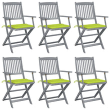 Tuinstoelen 6 St Inklapbaar Met Kussens Massief Acaciahout Heldergroen