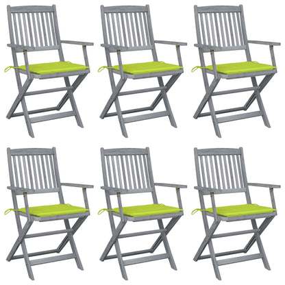 Tuinstoelen 6 St Inklapbaar Met Kussens Massief Acaciahout Heldergroen