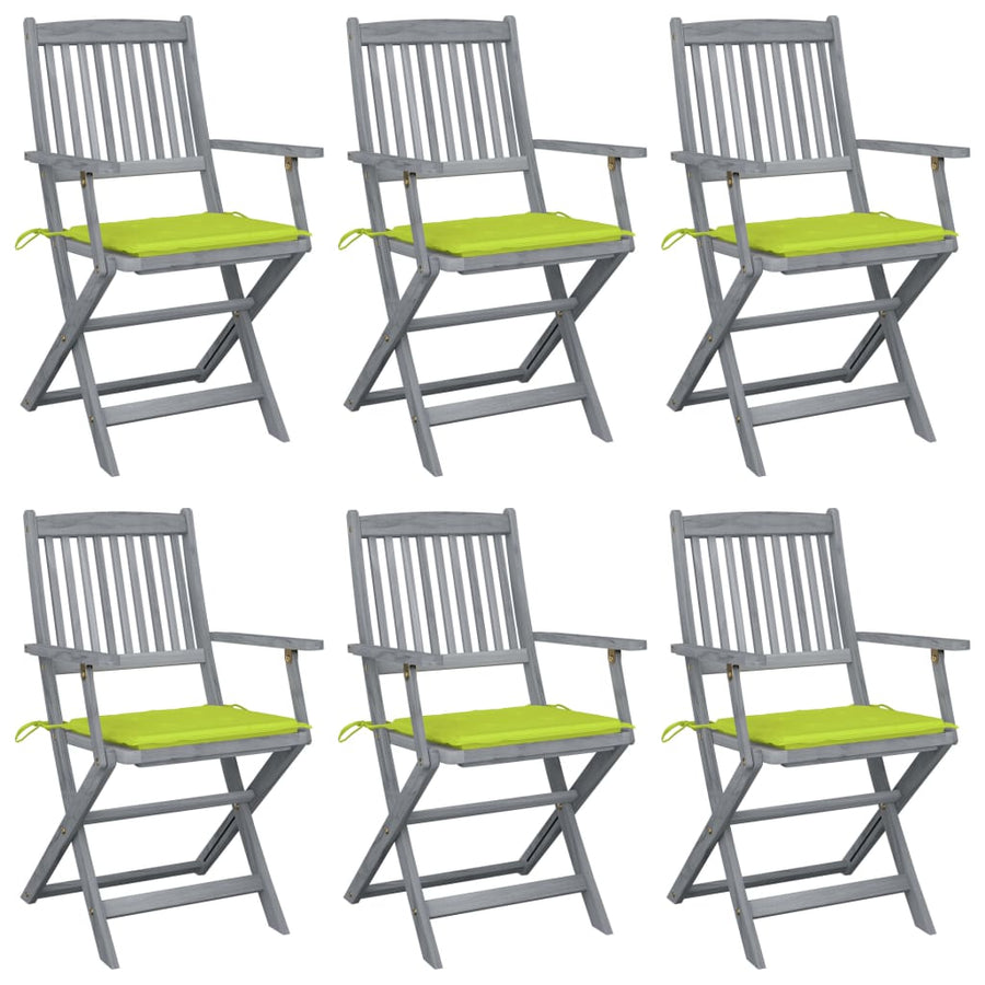 Tuinstoelen 6 St Inklapbaar Met Kussens Massief Acaciahout Heldergroen