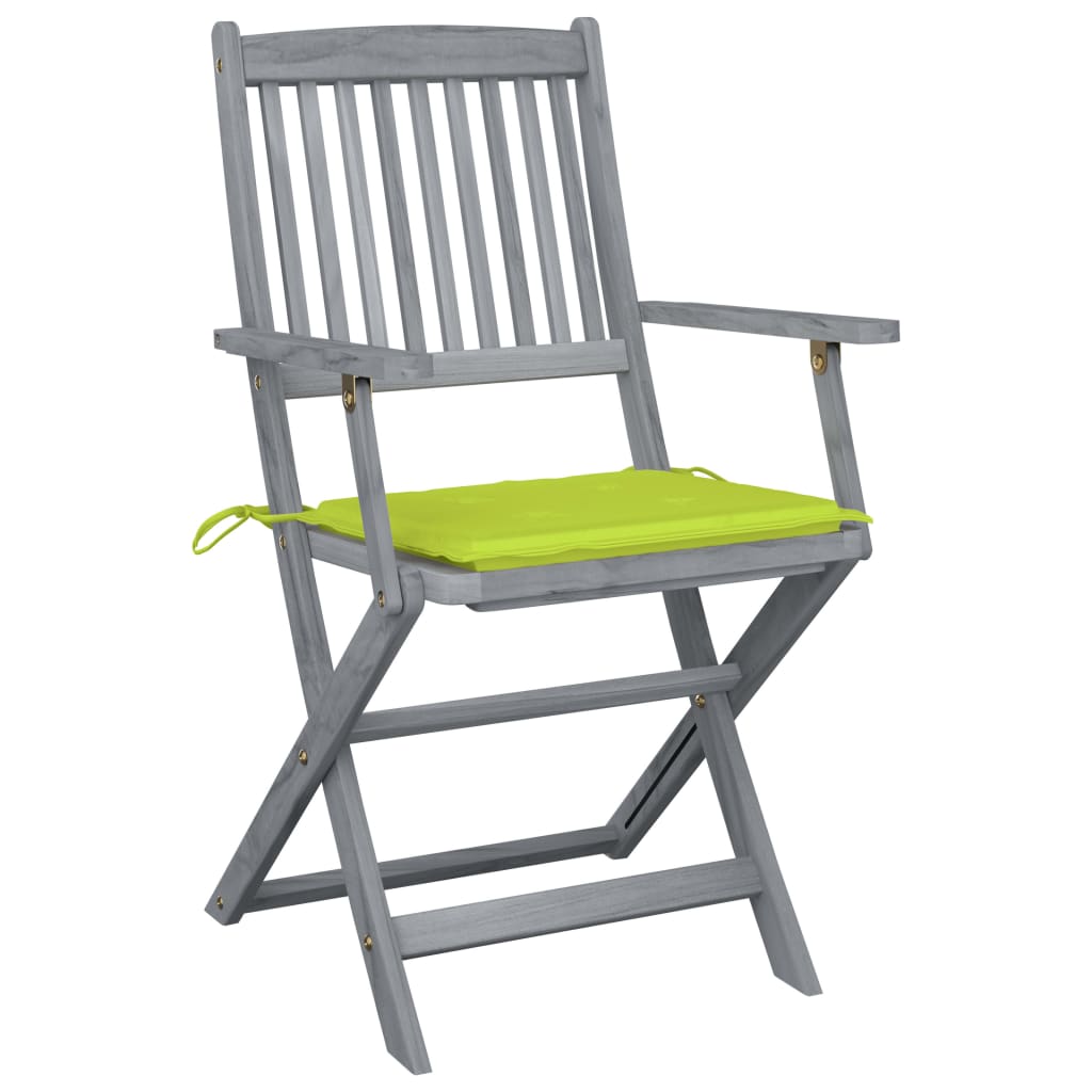 Tuinstoelen 6 St Inklapbaar Met Kussens Massief Acaciahout Heldergroen
