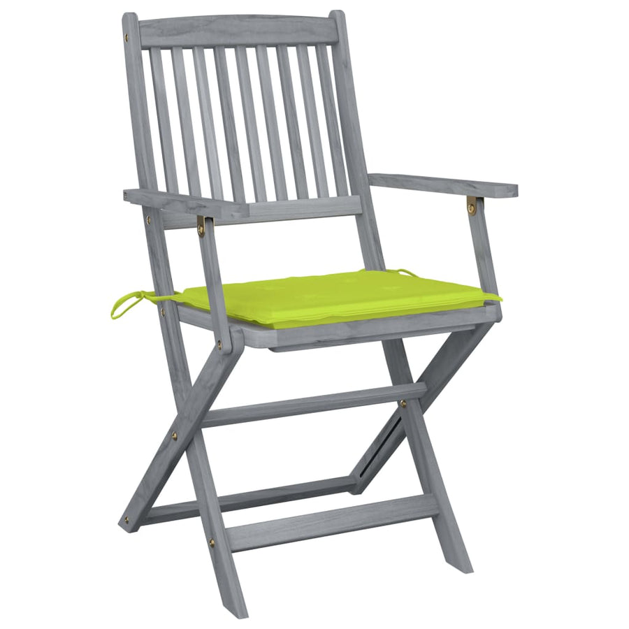 Tuinstoelen 6 St Inklapbaar Met Kussens Massief Acaciahout Heldergroen