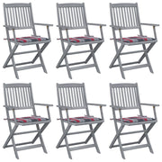 Tuinstoelen 6 st massief acaciahout inklapbaar met kussens