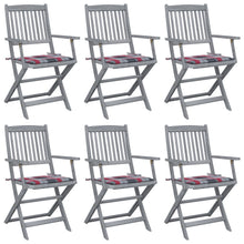 Tuinstoelen 6 st inklapbaar met kussens massief acaciahout