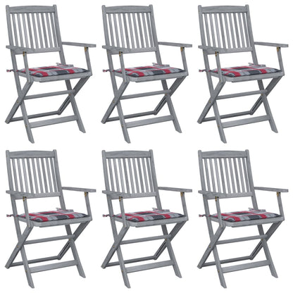 Tuinstoelen 6 st inklapbaar met kussens massief acaciahout