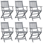 Garden chairs 6 pcs foldable with cushions solid acacia wood