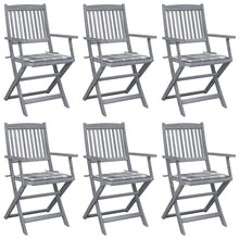 Tuinstoelen Inklapbaar Met Kussens Massief Acaciahout 6 Grijs ruitpatroon