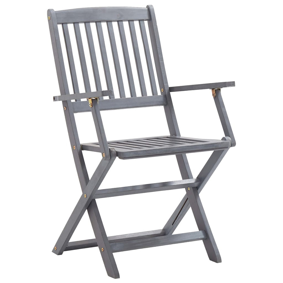Tuinstoelen Inklapbaar Met Kussens Massief Acaciahout 6 Grijs ruitpatroon