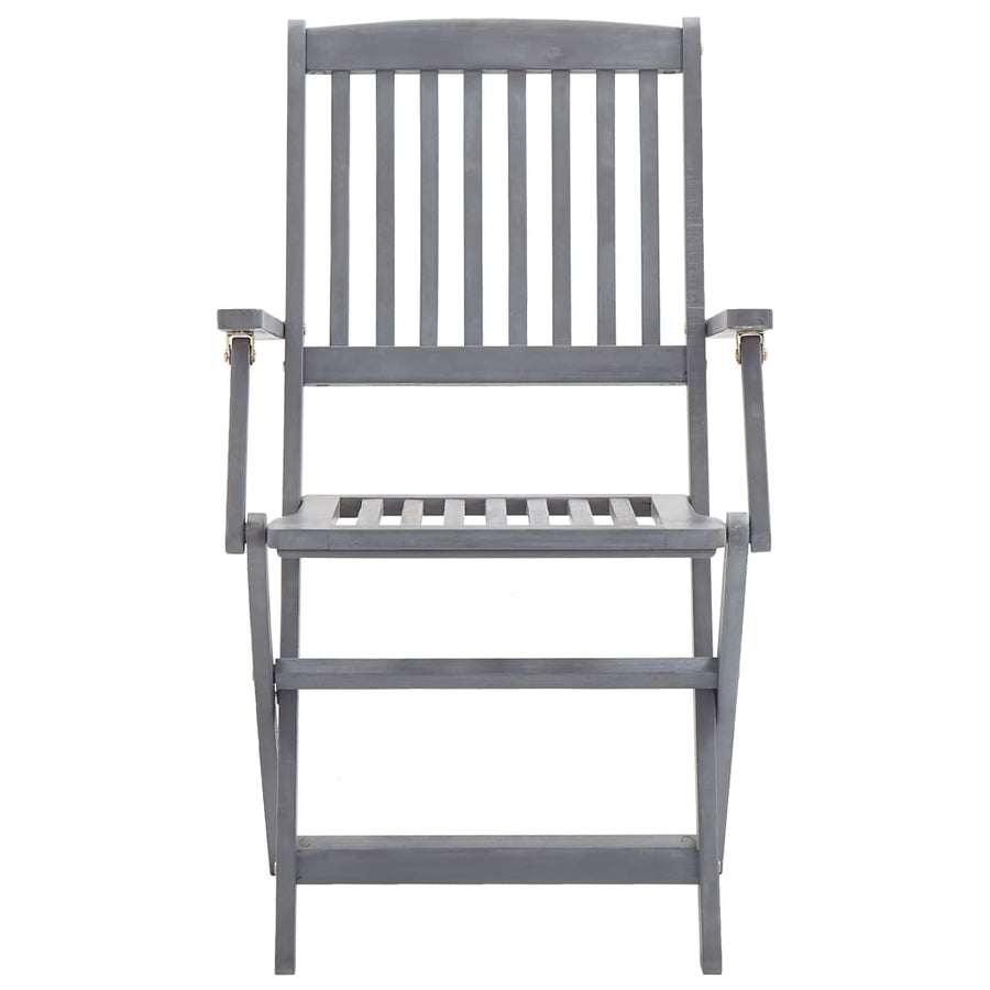 Tuinstoelen Inklapbaar Met Kussens Massief Acaciahout 6 Grijs ruitpatroon