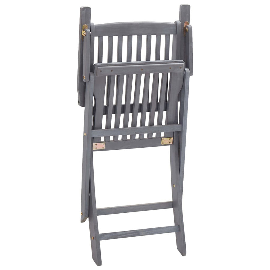 Tuinstoelen Inklapbaar Met Kussens Massief Acaciahout 6 Grijs ruitpatroon