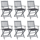 Garden chairs 6 pcs foldable with cushions solid acacia wood