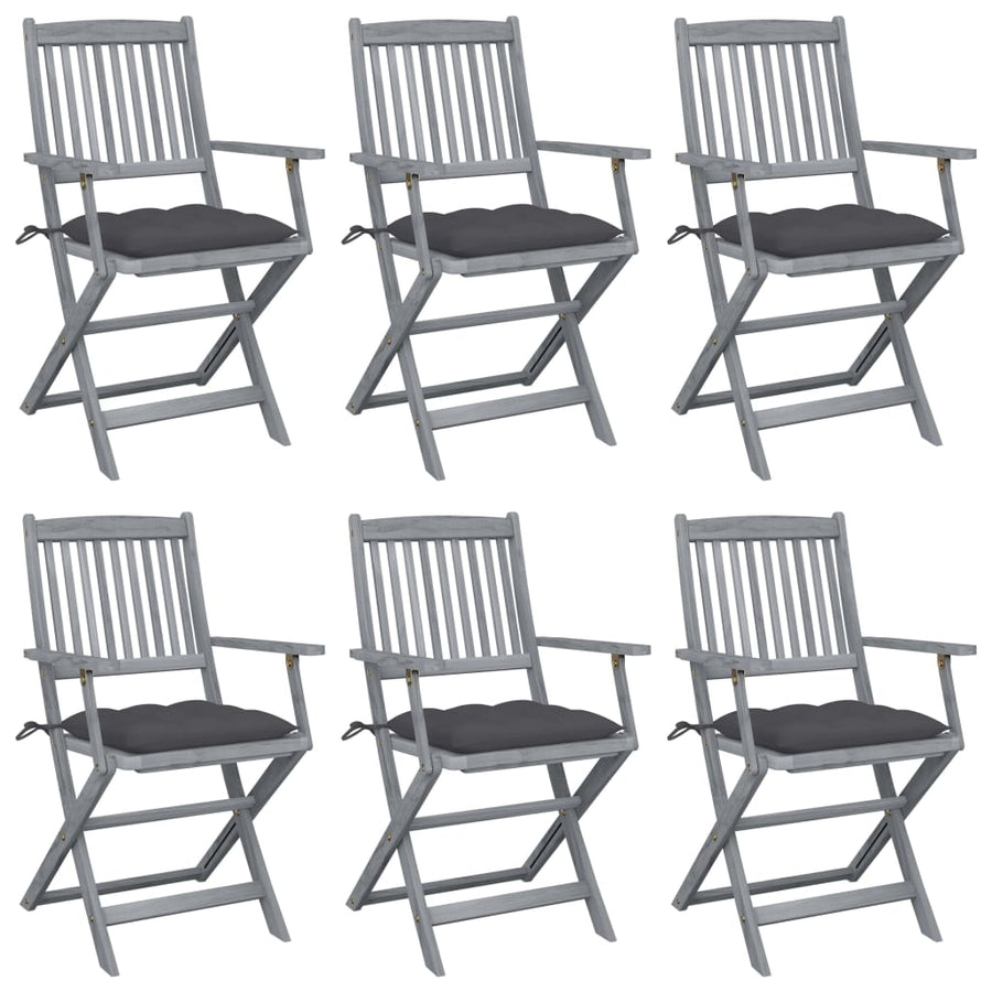 Tuinstoelen Inklapbaar Met Kussens Massief Acaciahout 6 Antraciet