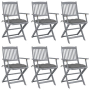 Garden chairs 6 pcs foldable with cushions solid acacia wood