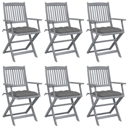 Tuinstoelen Inklapbaar Met Kussens Massief Acaciahout 6 Grijs