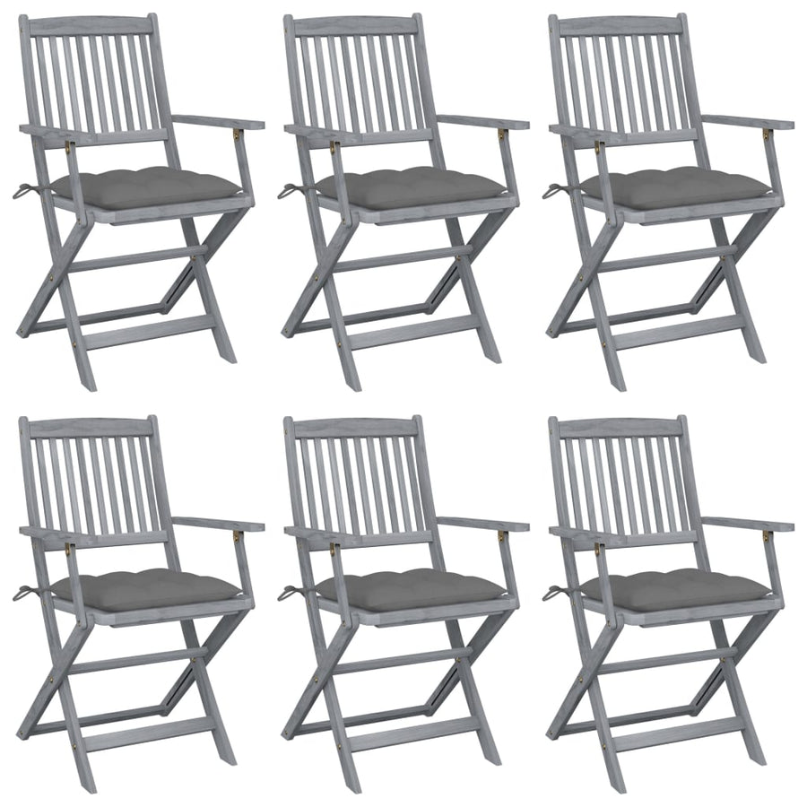 Tuinstoelen Inklapbaar Met Kussens Massief Acaciahout 6 Grijs