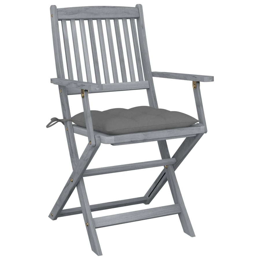Tuinstoelen Inklapbaar Met Kussens Massief Acaciahout 6 Grijs