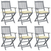 Garden chairs 6 pcs foldable with cushions solid acacia wood