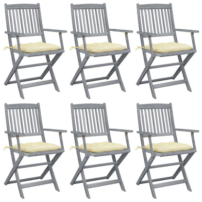 Tuinstoelen Inklapbaar Met Kussens Massief Acaciahout 6 Crème