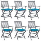Tuinstoelen 6 stuks inklapbaar massief acaciahout blauw