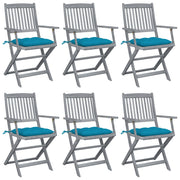 Tuinstoelen 6 stuks inklapbaar massief acaciahout blauw